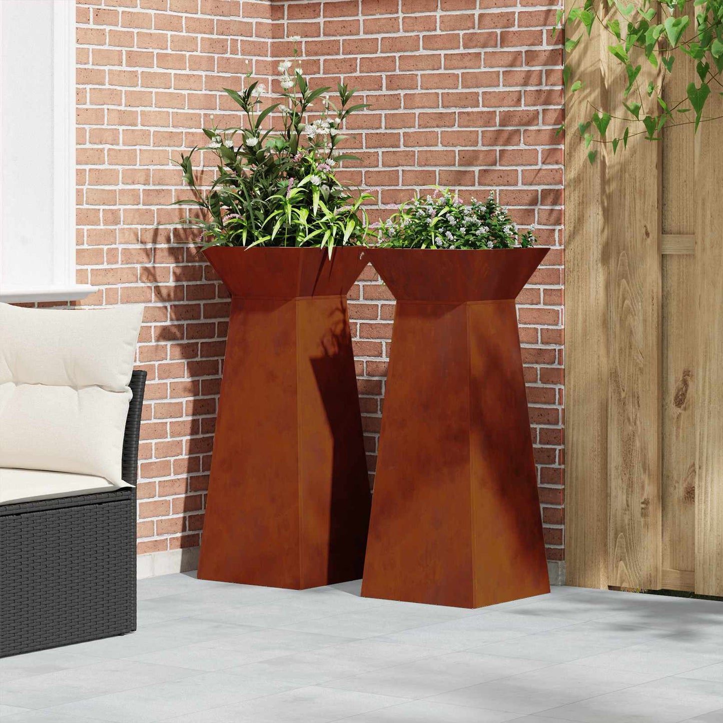 Pilaar Plantenbak 2 pcs Zilver 40 x 40 x 100 cm Cortenstaal is nu te koop bij PeponiXL, paradijselijk wonen!
