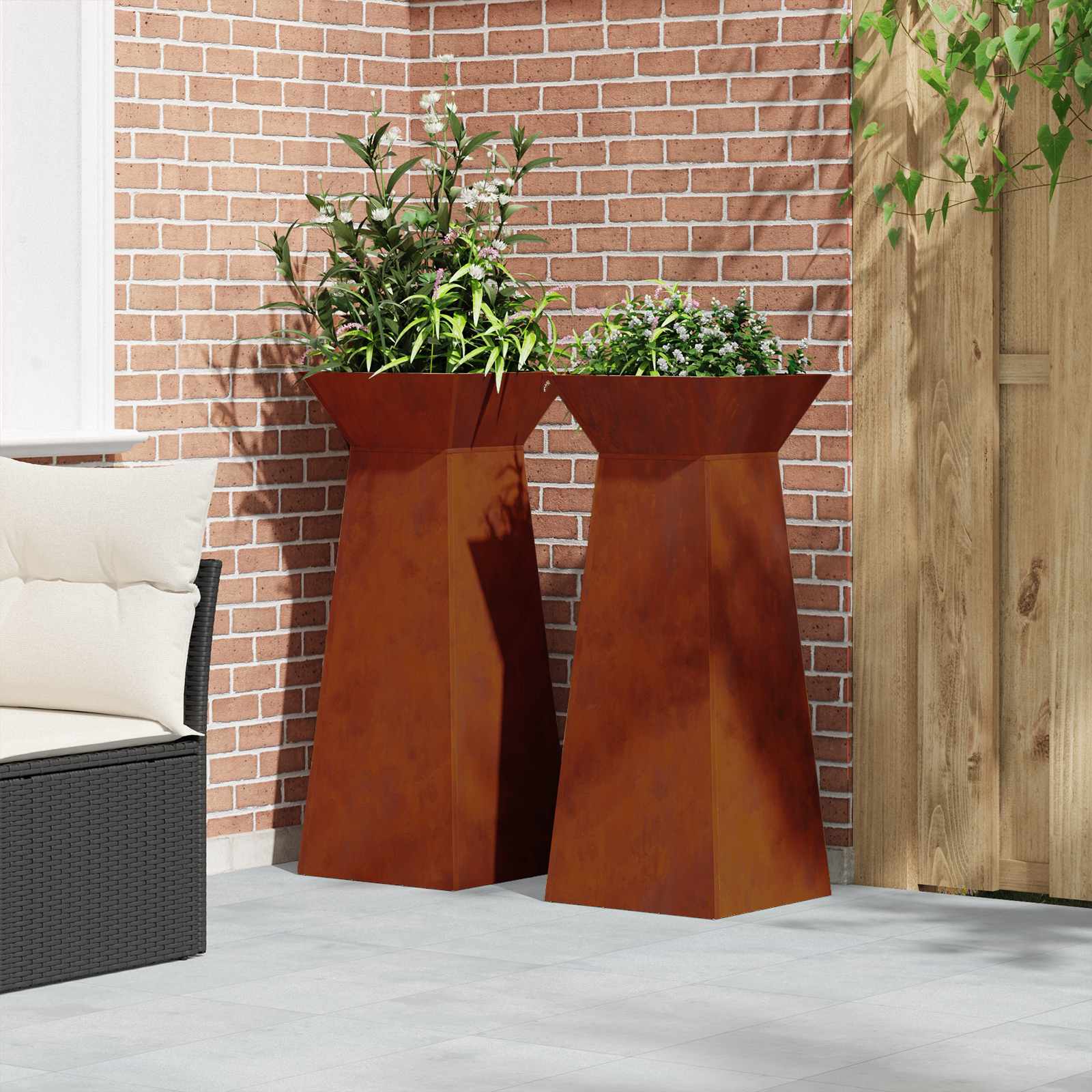 Pilaar Plantenbak 2 pcs Zilver 40 x 40 x 100 cm Cortenstaal is nu te koop bij PeponiXL, paradijselijk wonen!
