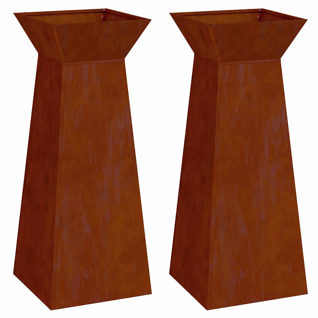 Pilaar Plantenbak 2 pcs Zilver 40 x 40 x 100 cm Cortenstaal is nu te koop bij PeponiXL, paradijselijk wonen!