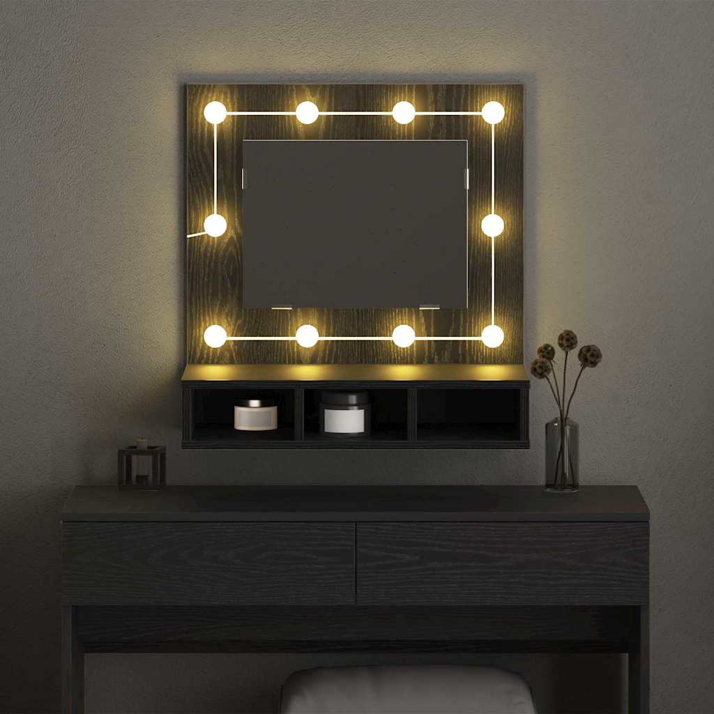 Spiegelkast Zwart Eiken 60 x 31,5 x 62 cm Bewerkt hout is nu te koop bij PeponiXL, paradijselijk wonen!