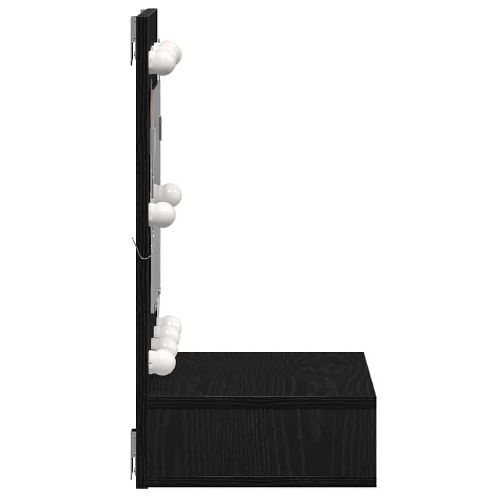 Spiegelkast Zwart Eiken 60 x 31,5 x 62 cm Bewerkt hout is nu te koop bij PeponiXL, paradijselijk wonen!