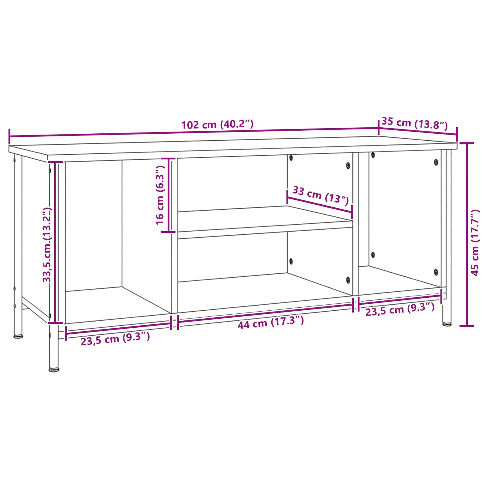TV-kast Artisan Eiken 102 x 35 x 45 cm Bewerkt hout is nu te koop bij PeponiXL, paradijselijk wonen!