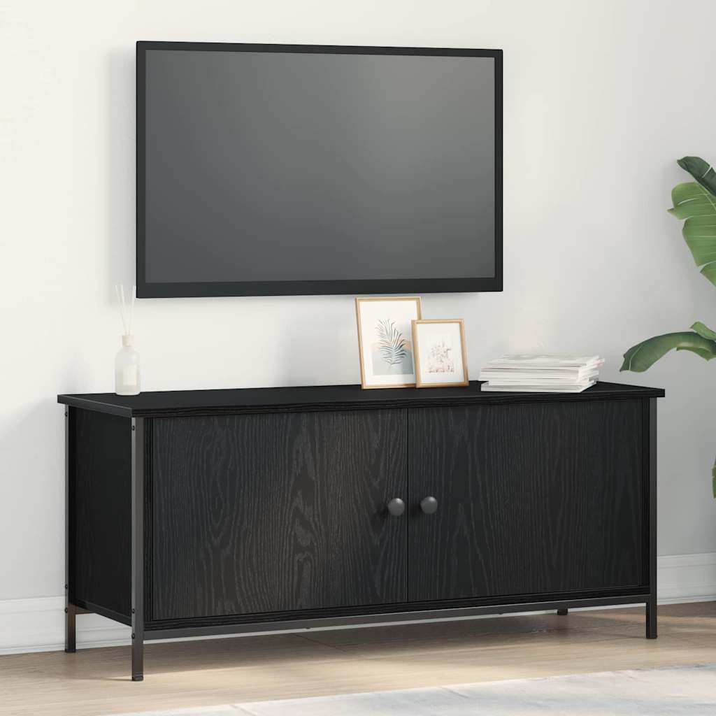 TV-kast Zwart Eiken 100 x 35 x 45 cm Bewerkt hout is nu te koop bij PeponiXL, paradijselijk wonen!