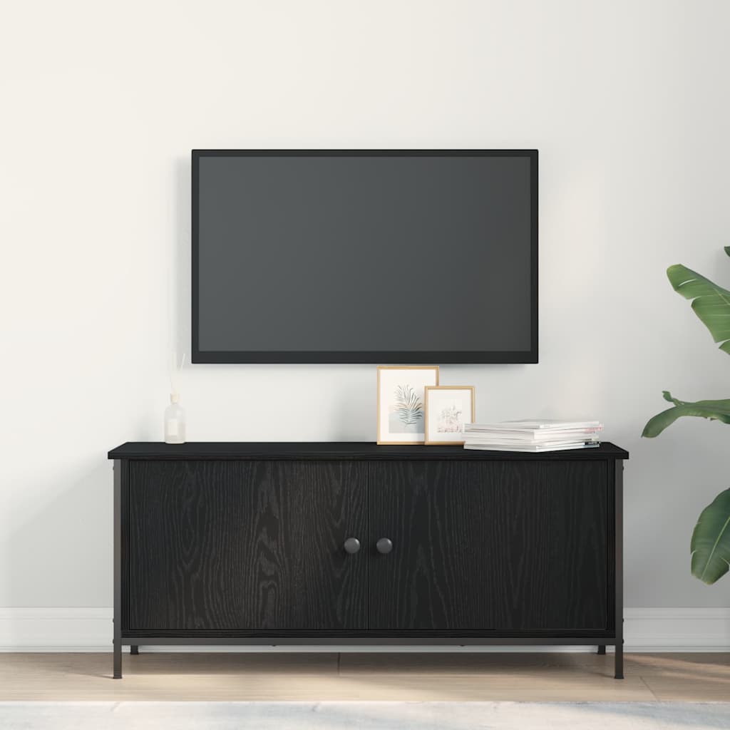 TV-kast Zwart Eiken 100 x 35 x 45 cm Bewerkt hout is nu te koop bij PeponiXL, paradijselijk wonen!