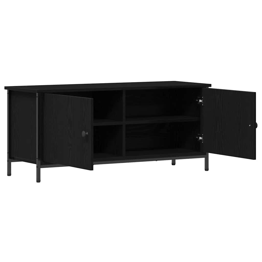 TV-kast Zwart Eiken 100 x 35 x 45 cm Bewerkt hout is nu te koop bij PeponiXL, paradijselijk wonen!