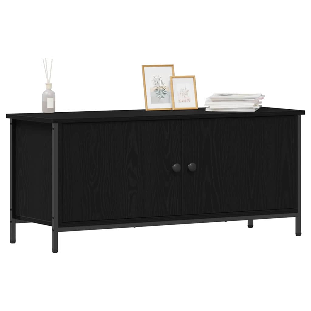 TV-kast Zwart Eiken 100 x 35 x 45 cm Bewerkt hout is nu te koop bij PeponiXL, paradijselijk wonen!