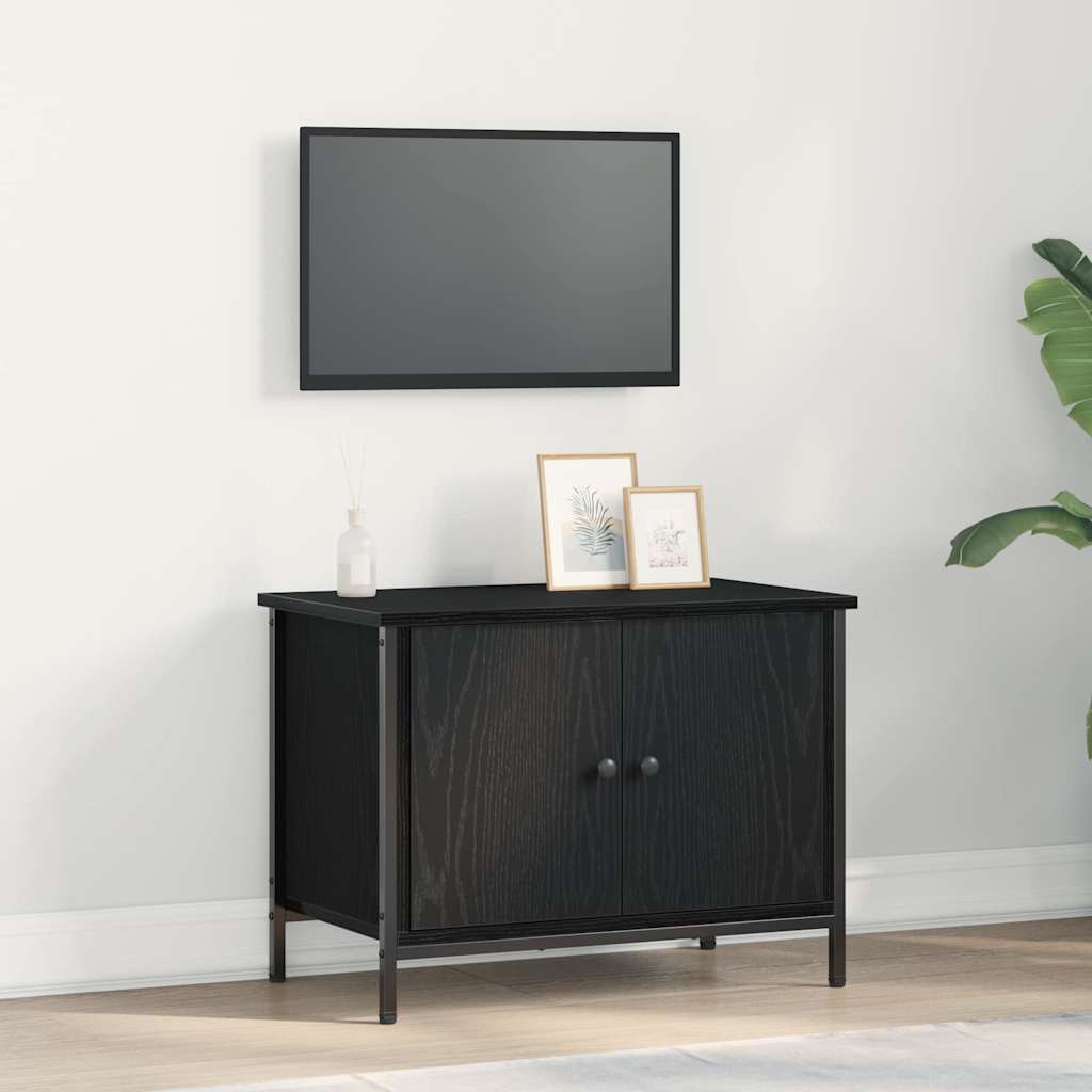 TV-kast Zwart Eiken 60 x 35 x 45 cm Bewerkt hout is nu te koop bij PeponiXL, paradijselijk wonen!