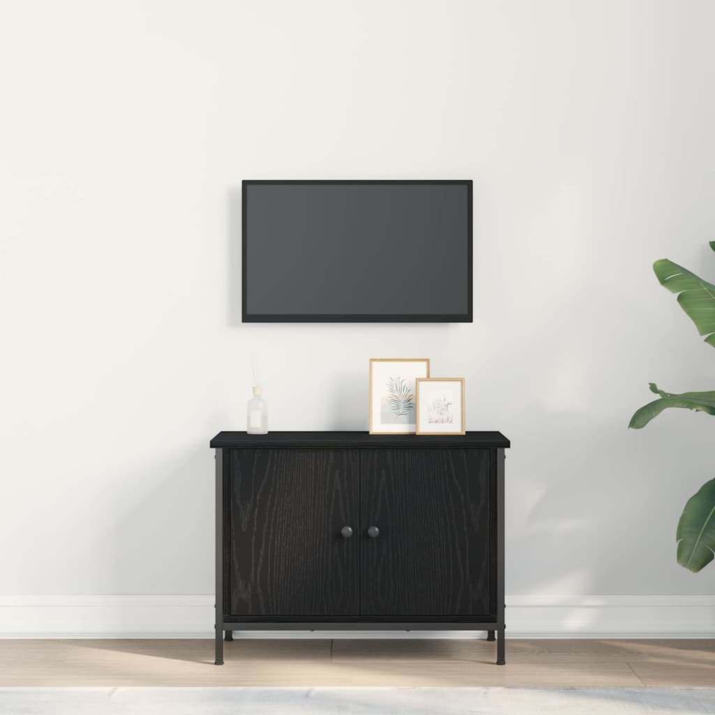 TV-kast Zwart Eiken 60 x 35 x 45 cm Bewerkt hout is nu te koop bij PeponiXL, paradijselijk wonen!