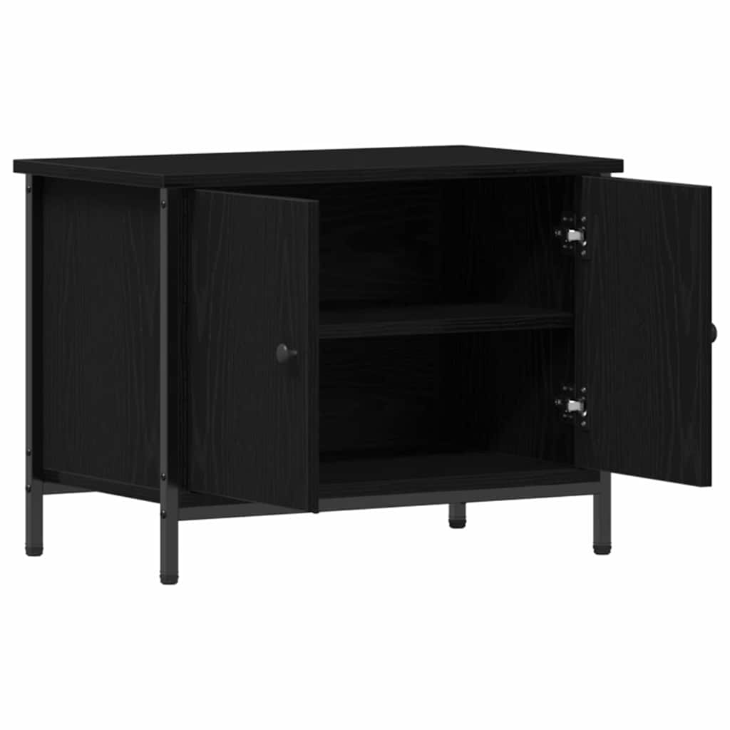 TV-kast Zwart Eiken 60 x 35 x 45 cm Bewerkt hout is nu te koop bij PeponiXL, paradijselijk wonen!