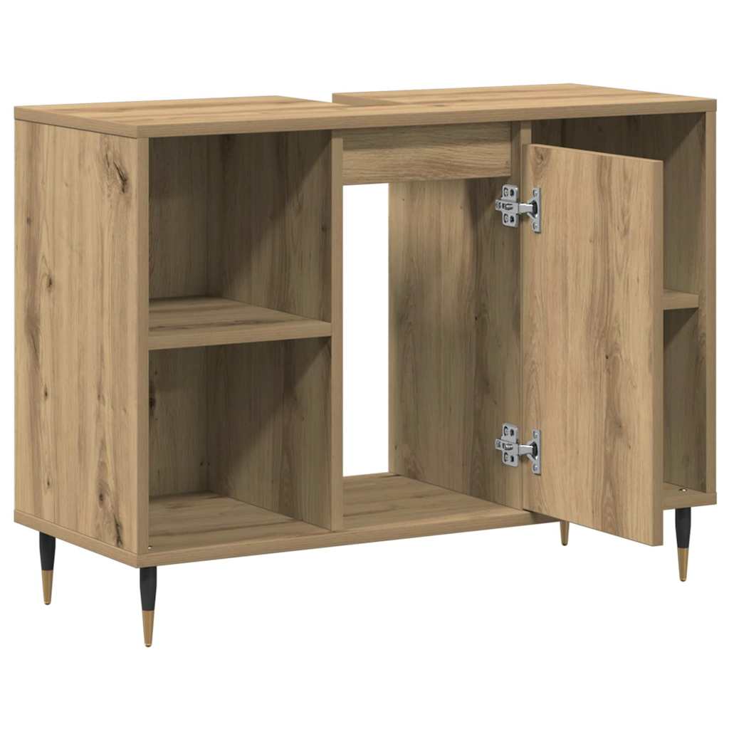 Badkamer Kast Artisan Eiken 80 x 33 x 60 cm Bewerkt hout is nu te koop bij PeponiXL, paradijselijk wonen!