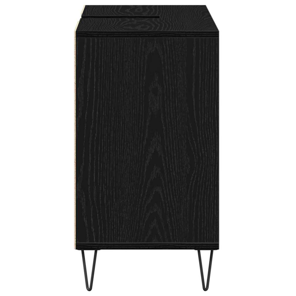 Badkamer Kast met plank Zwart 80 x 33 x 60 cm Bewerkt hout is nu te koop bij PeponiXL, paradijselijk wonen!