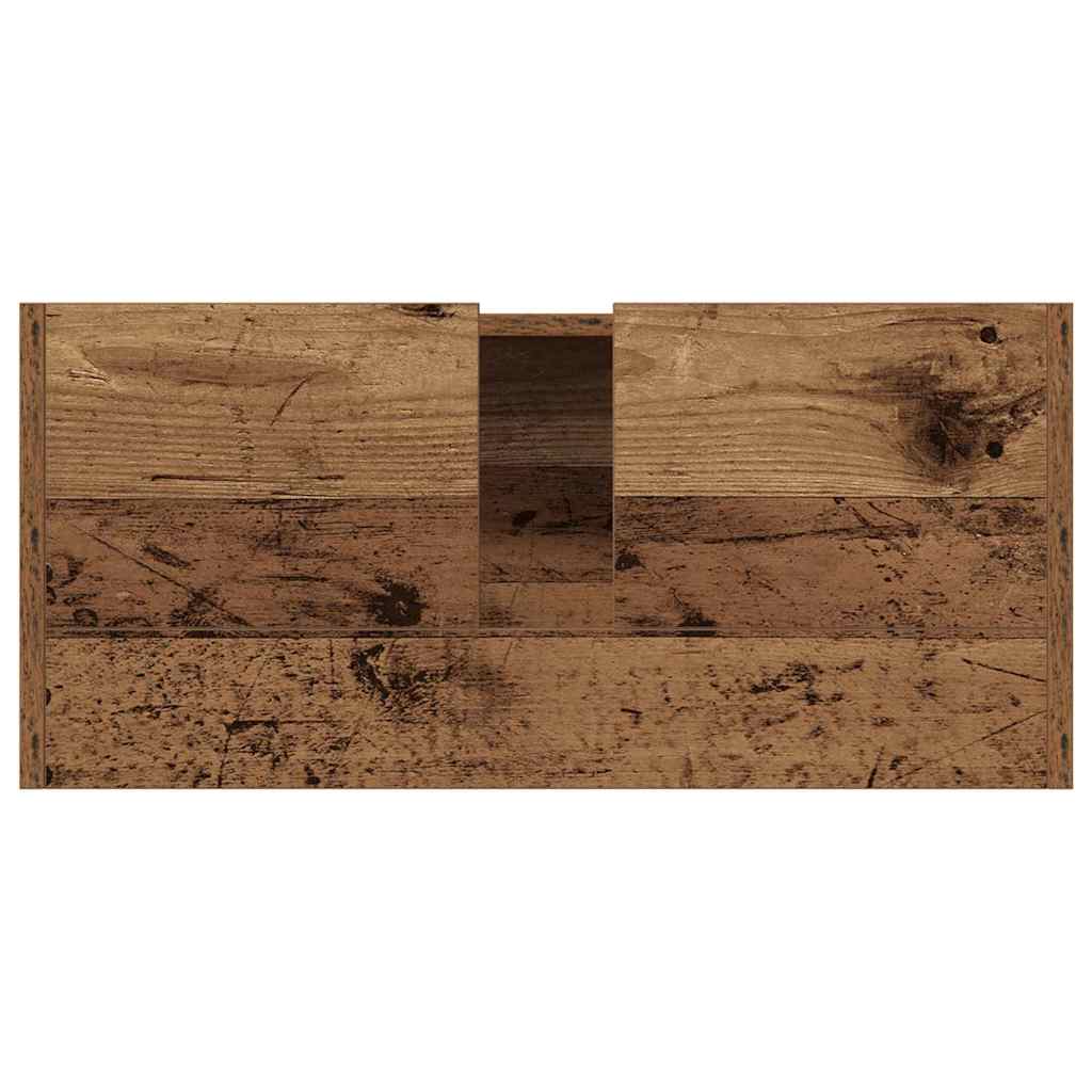Badkamer Kast met plank Oud Hout 80 x 33 x 60 cm Bewerkt hout is nu te koop bij PeponiXL, paradijselijk wonen!