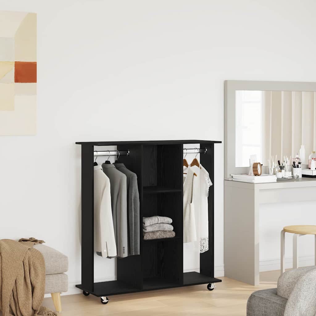 Kledingkast met wiel Zwart eiken 102 x 38 x 110 cm Bewerkt hout is nu te koop bij PeponiXL, paradijselijk wonen!