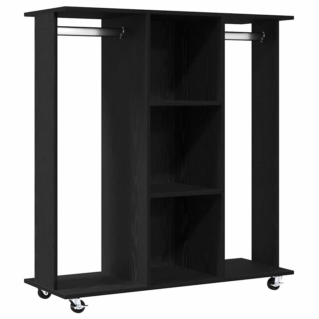 Kledingkast met wiel Zwart eiken 102 x 38 x 110 cm Bewerkt hout is nu te koop bij PeponiXL, paradijselijk wonen!