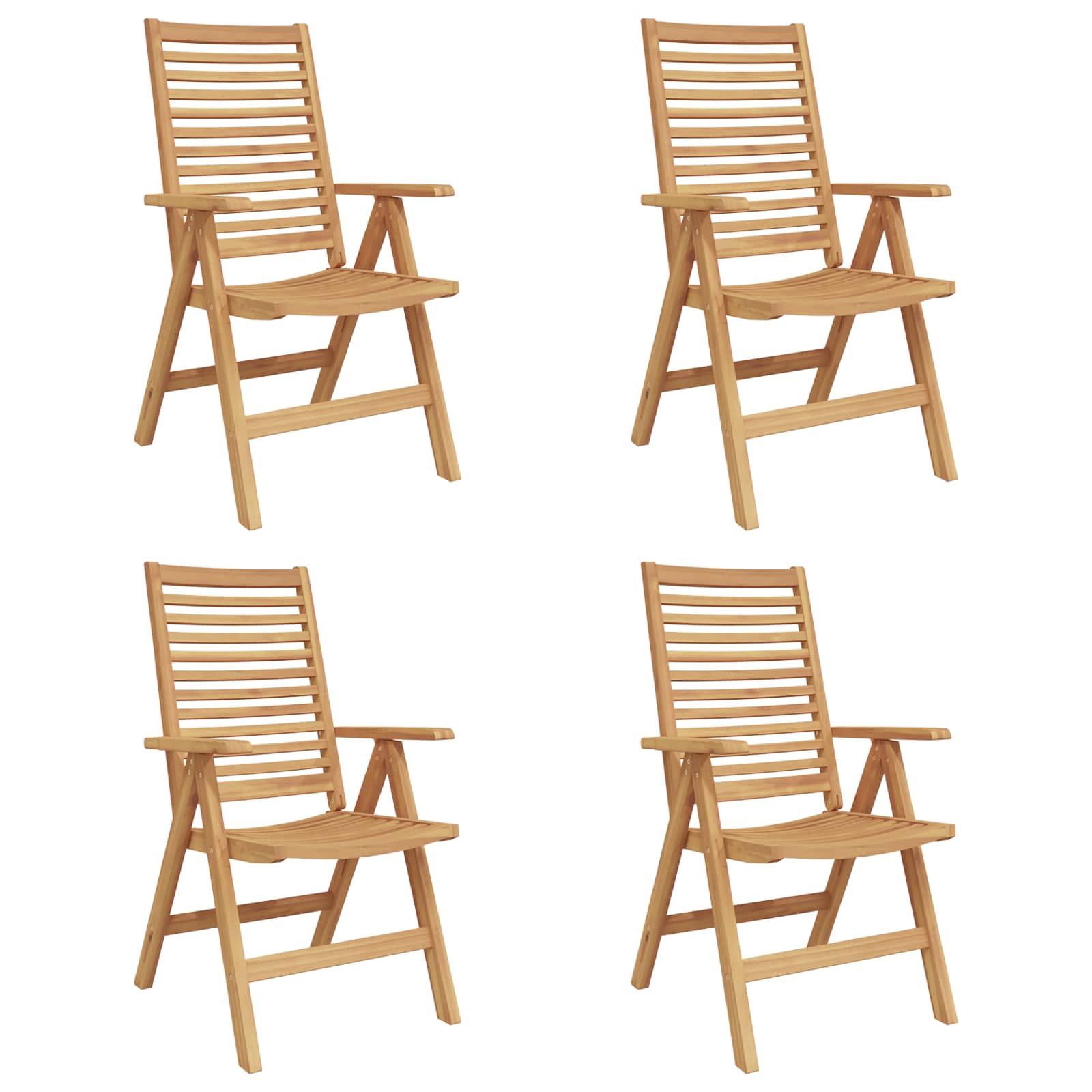 Tuinstoel 4 pcs Bruin 52 x 64.5 x 108 cm Massief teakhout is nu te koop bij PeponiXL, paradijselijk wonen!