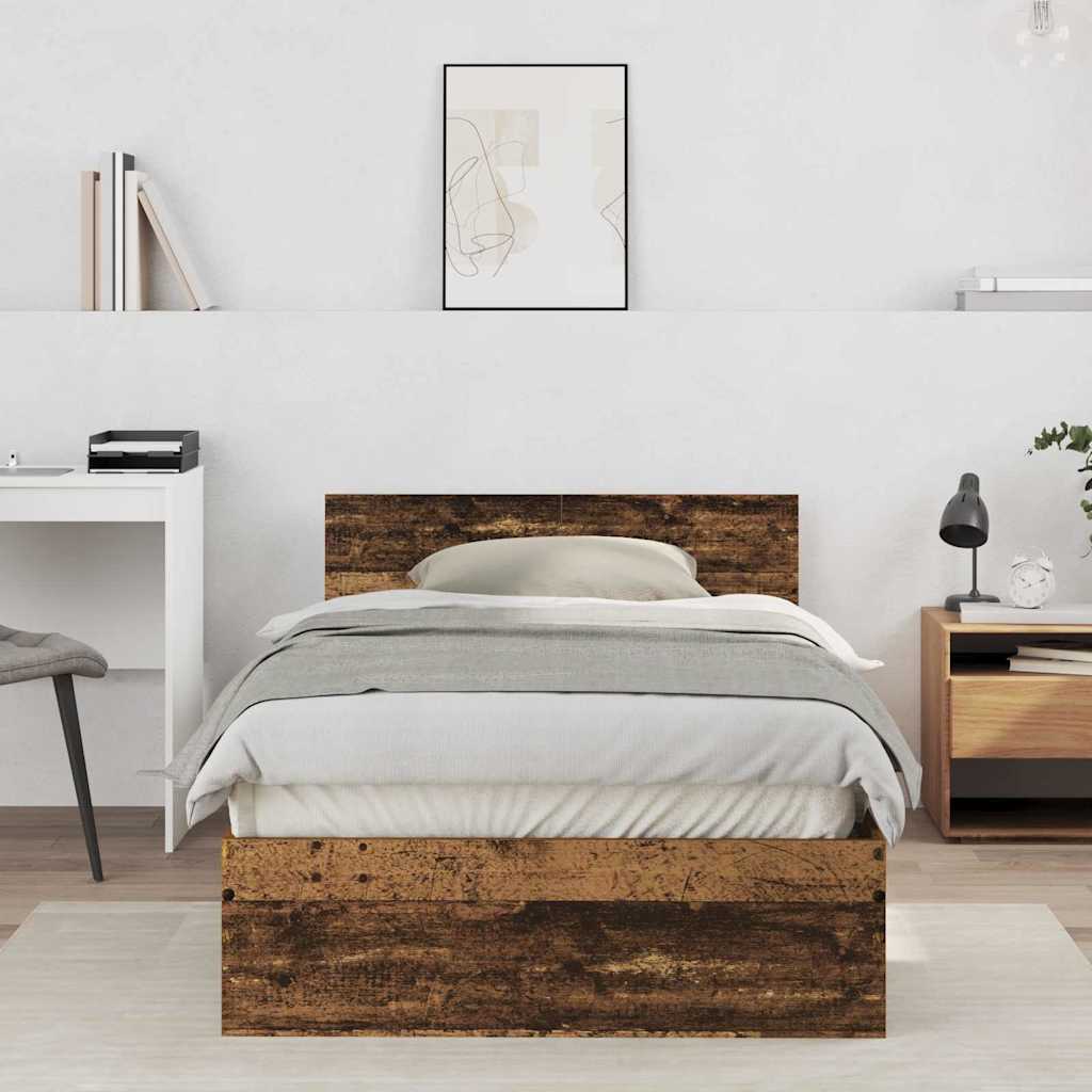 Bedframe met hoofdeinde Oudhout 203 x 104 x 70 cm Bewerkt hout is nu te koop bij PeponiXL, paradijselijk wonen!