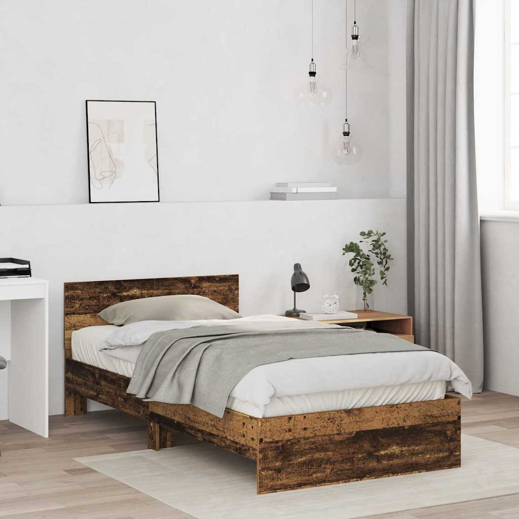 Bedframe met hoofdeinde Oudhout 203 x 104 x 70 cm Bewerkt hout is nu te koop bij PeponiXL, paradijselijk wonen!