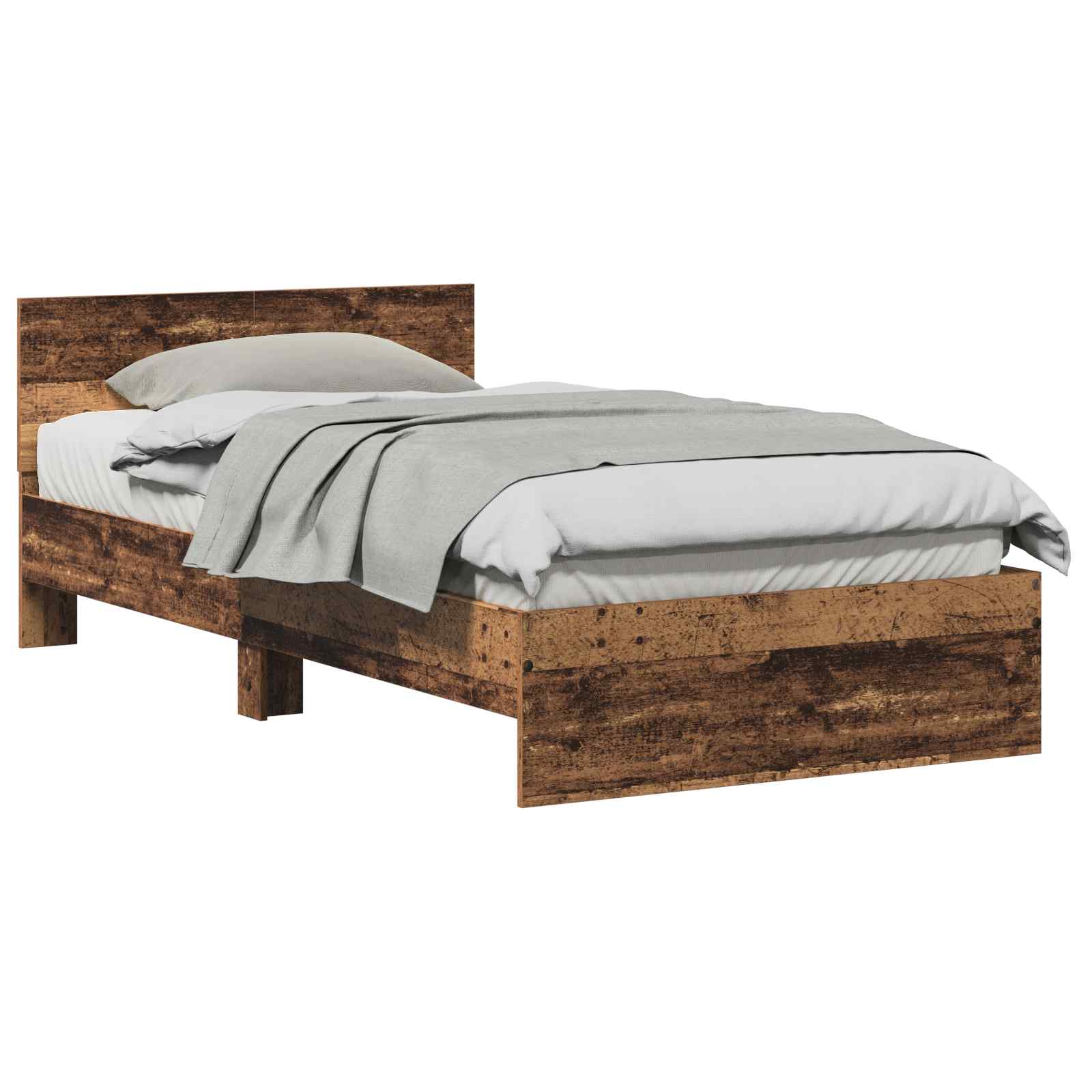 Bedframe met hoofdeinde Oudhout 203 x 104 x 70 cm Bewerkt hout is nu te koop bij PeponiXL, paradijselijk wonen!