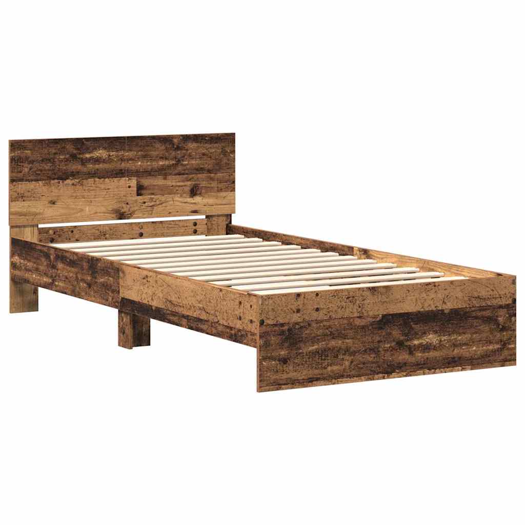 Bedframe met hoofdeinde Oudhout 203 x 104 x 70 cm Bewerkt hout is nu te koop bij PeponiXL, paradijselijk wonen!