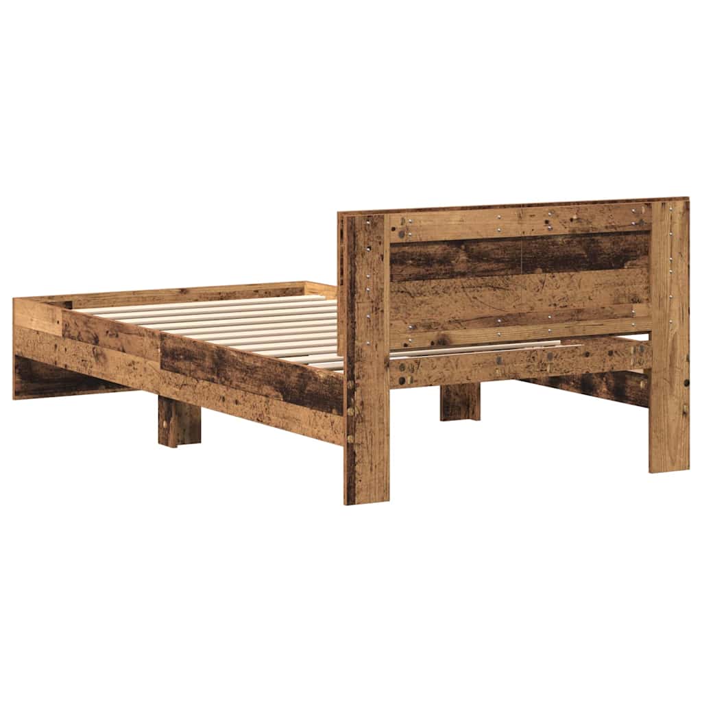 Bedframe met hoofdeinde Oudhout 203 x 104 x 70 cm Bewerkt hout is nu te koop bij PeponiXL, paradijselijk wonen!