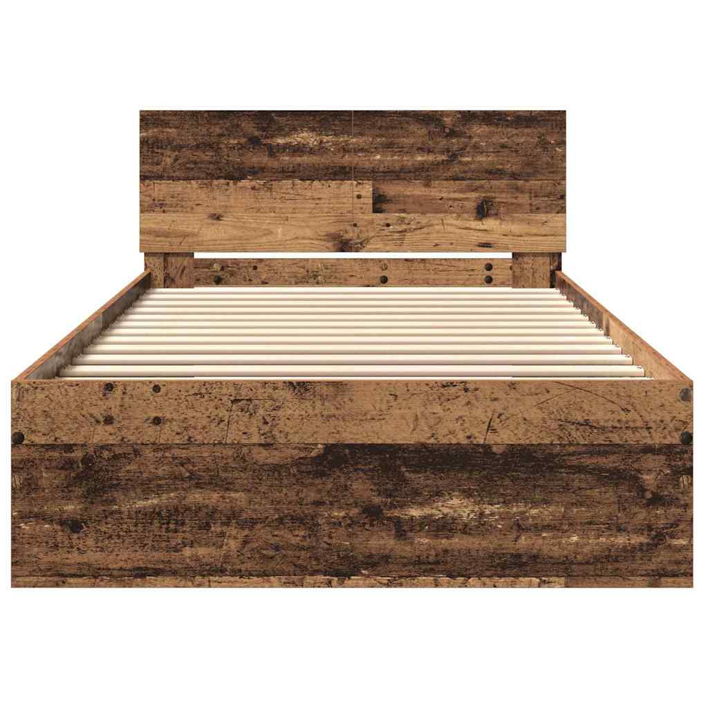 Bedframe met hoofdeinde Oudhout 203 x 104 x 70 cm Bewerkt hout is nu te koop bij PeponiXL, paradijselijk wonen!