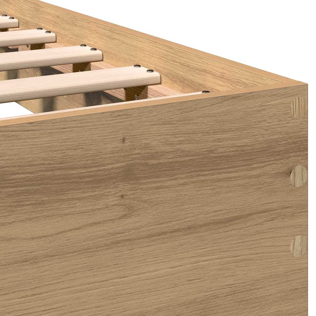 Bedframe Artisan Eiken 203 x 104 x 70 cm Bewerkt hout is nu te koop bij PeponiXL, paradijselijk wonen!