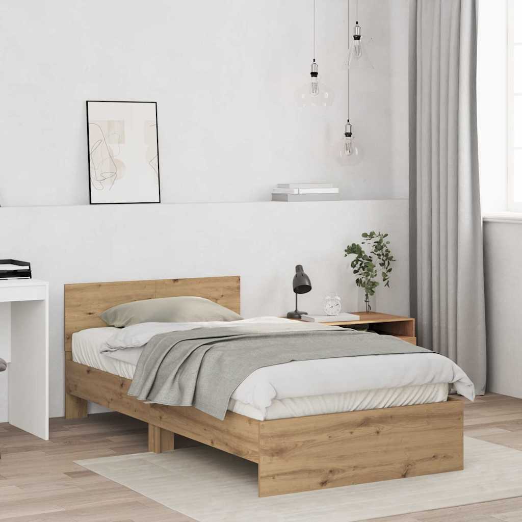 Bedframe Artisan Eiken 203 x 104 x 70 cm Bewerkt hout is nu te koop bij PeponiXL, paradijselijk wonen!