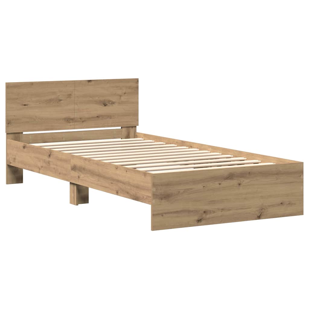 Bedframe Artisan Eiken 203 x 104 x 70 cm Bewerkt hout is nu te koop bij PeponiXL, paradijselijk wonen!