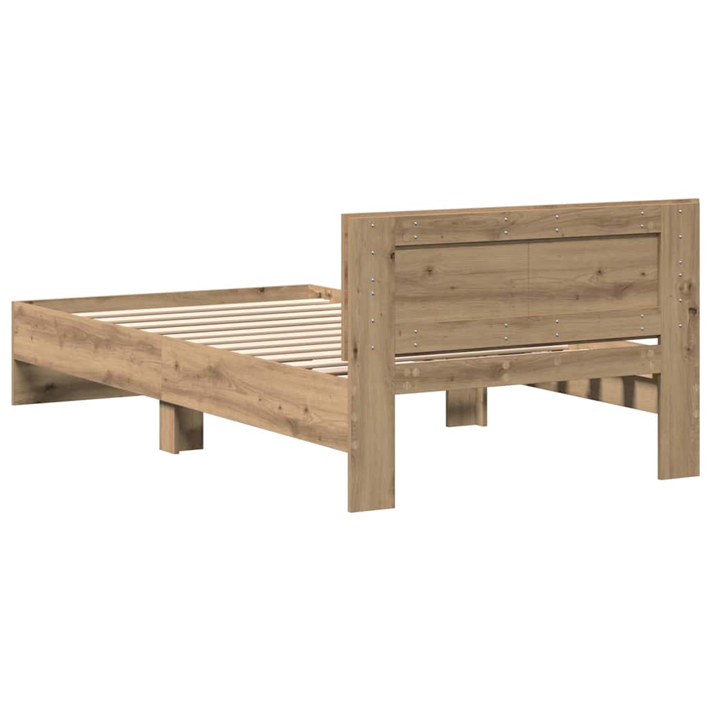 Bedframe Artisan Eiken 203 x 104 x 70 cm Bewerkt hout is nu te koop bij PeponiXL, paradijselijk wonen!
