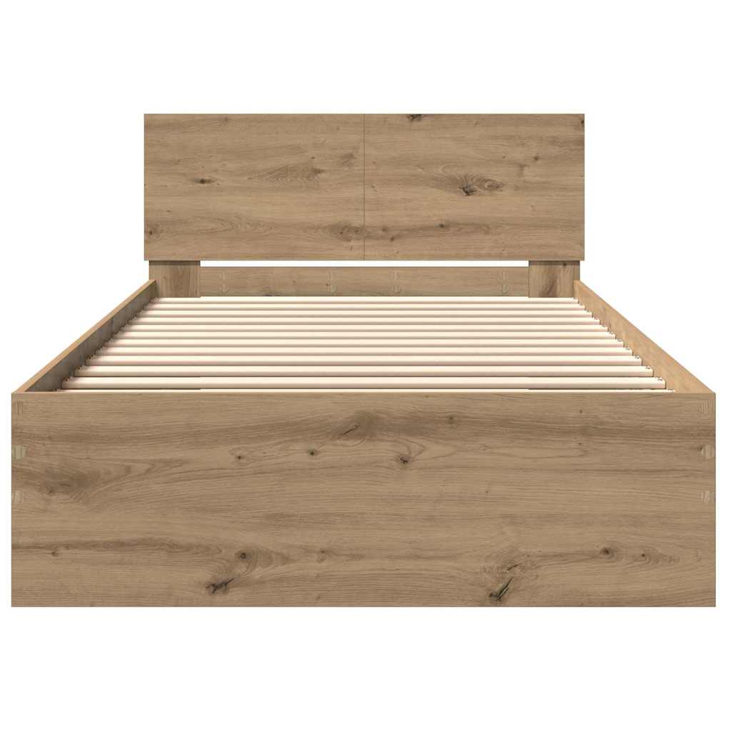 Bedframe Artisan Eiken 203 x 104 x 70 cm Bewerkt hout is nu te koop bij PeponiXL, paradijselijk wonen!
