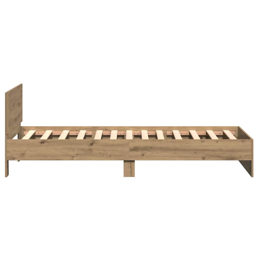 Bedframe Artisan Eiken 203 x 104 x 70 cm Bewerkt hout is nu te koop bij PeponiXL, paradijselijk wonen!