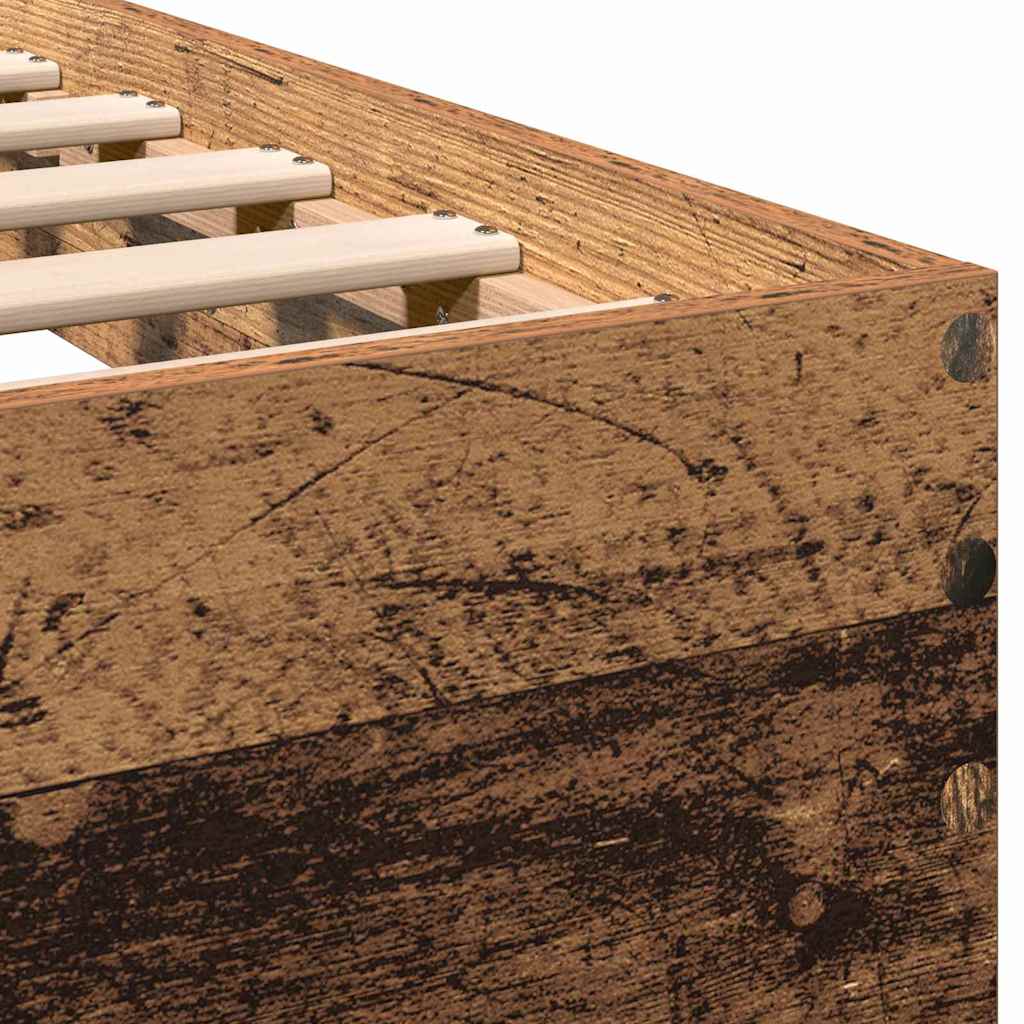 Bedframe met hoofdeinde Oudhout 193 x 125 x 70 cm Bewerkt hout is nu te koop bij PeponiXL, paradijselijk wonen!