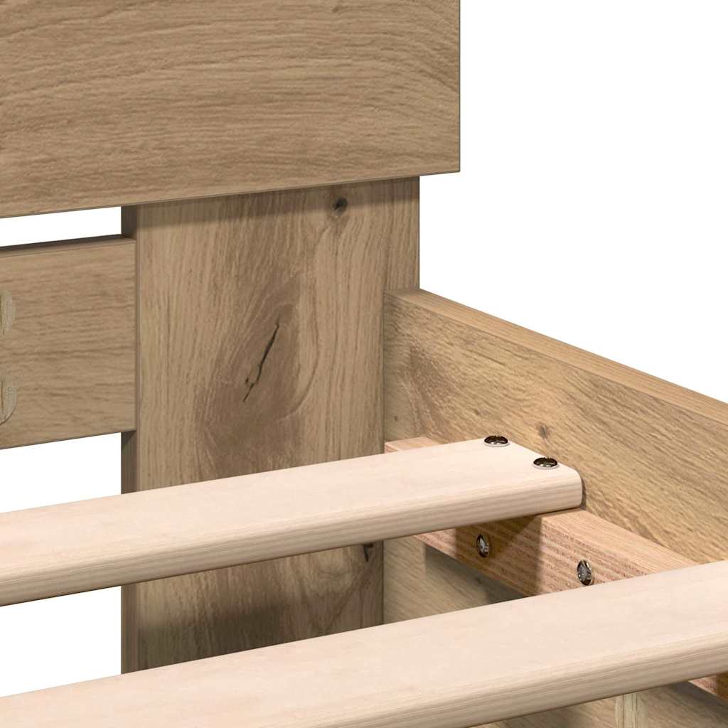 Bedframe Artisan Eiken 193 x 125 x 70 cm Bewerkt hout is nu te koop bij PeponiXL, paradijselijk wonen!