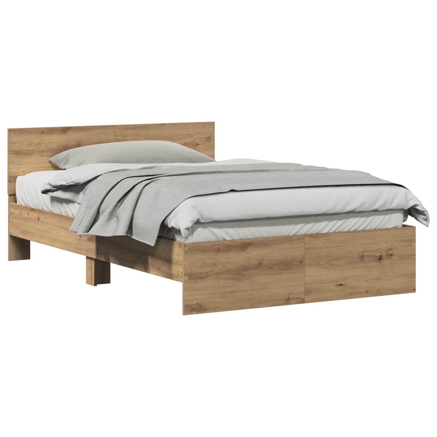 Bedframe Artisan Eiken 193 x 125 x 70 cm Bewerkt hout is nu te koop bij PeponiXL, paradijselijk wonen!