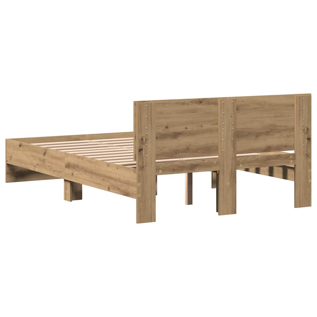 Bedframe Artisan Eiken 193 x 125 x 70 cm Bewerkt hout is nu te koop bij PeponiXL, paradijselijk wonen!