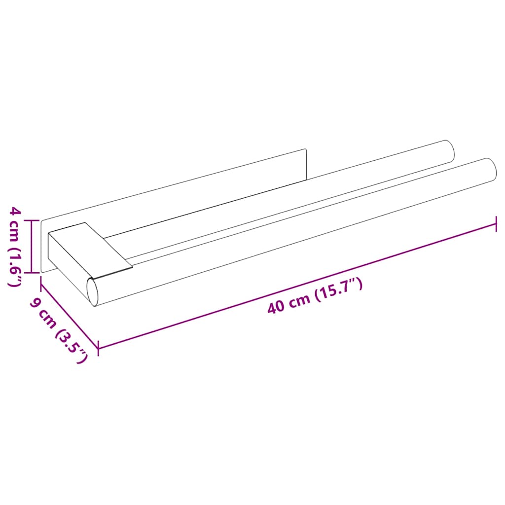 Handdoekrek Zilver 40 x 9 x 4 cm Roestvrij staal is nu te koop bij PeponiXL, paradijselijk wonen!