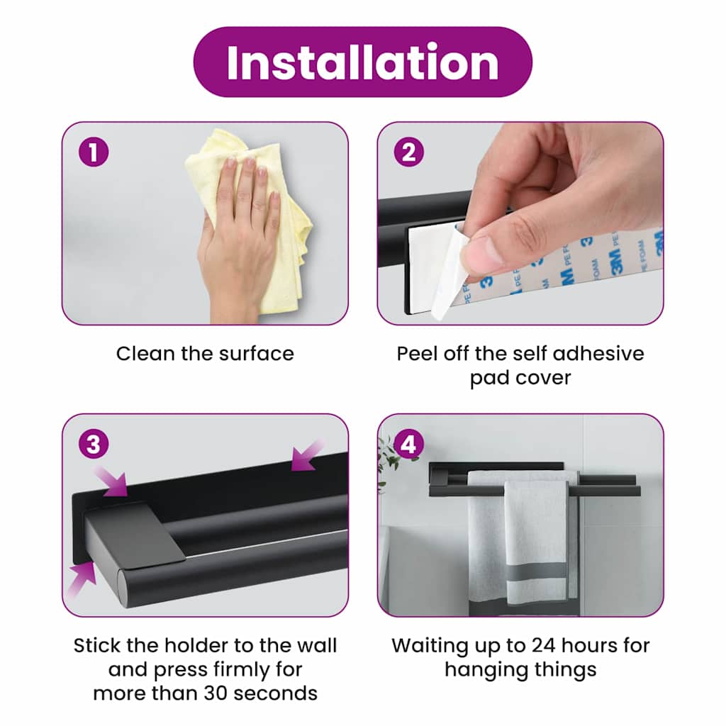 Handdoekrek Zwart 40 x 9 x 4 cm Roestvrij staal is nu te koop bij PeponiXL, paradijselijk wonen!