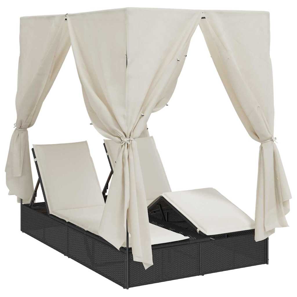 Dubbele ligbed Warmwit 205 x 129 x 200 cm poly rattan is nu te koop bij PeponiXL, paradijselijk wonen!