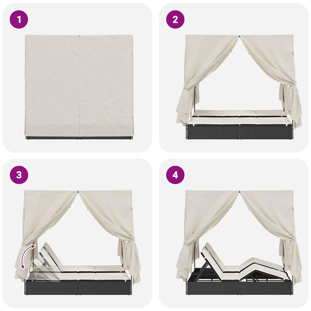 Dubbele ligbed Warmwit 205 x 129 x 200 cm poly rattan is nu te koop bij PeponiXL, paradijselijk wonen!