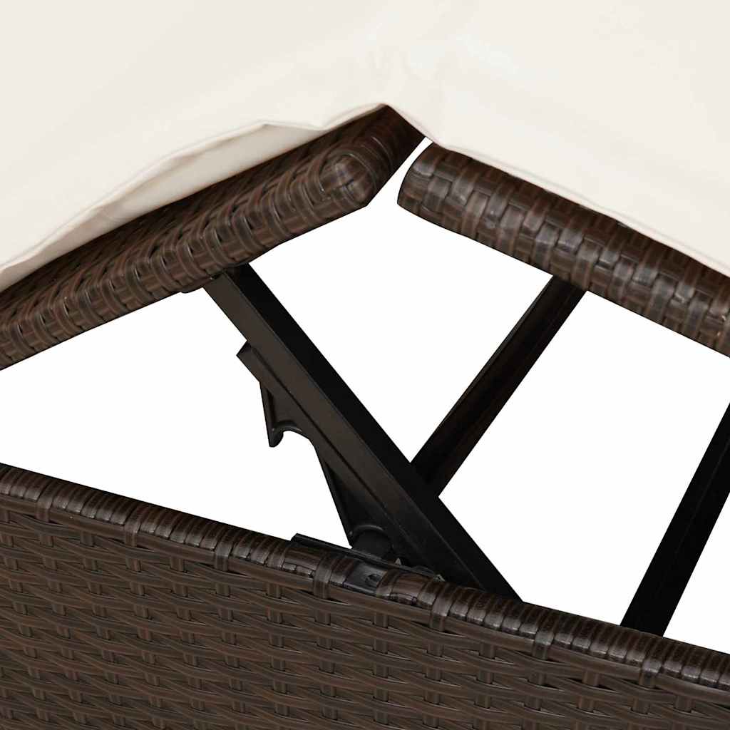 Dubbele Zonnebed met Dak Bruin 205 x 129 x 200 cm PE riet is nu te koop bij PeponiXL, paradijselijk wonen!