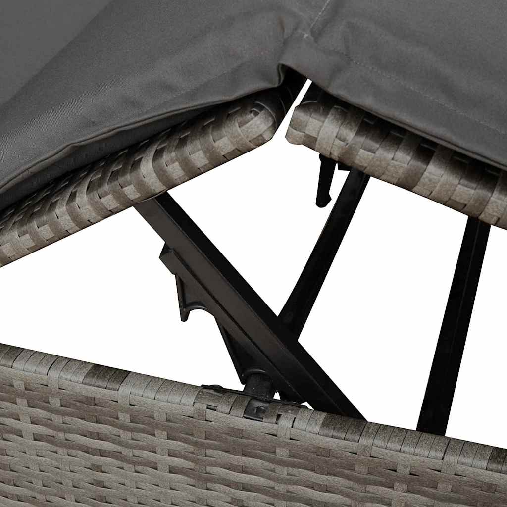 Dubbele ligbed Verstelbaar Grijs 205 x 129 x 200 cm poly rattan is nu te koop bij PeponiXL, paradijselijk wonen!