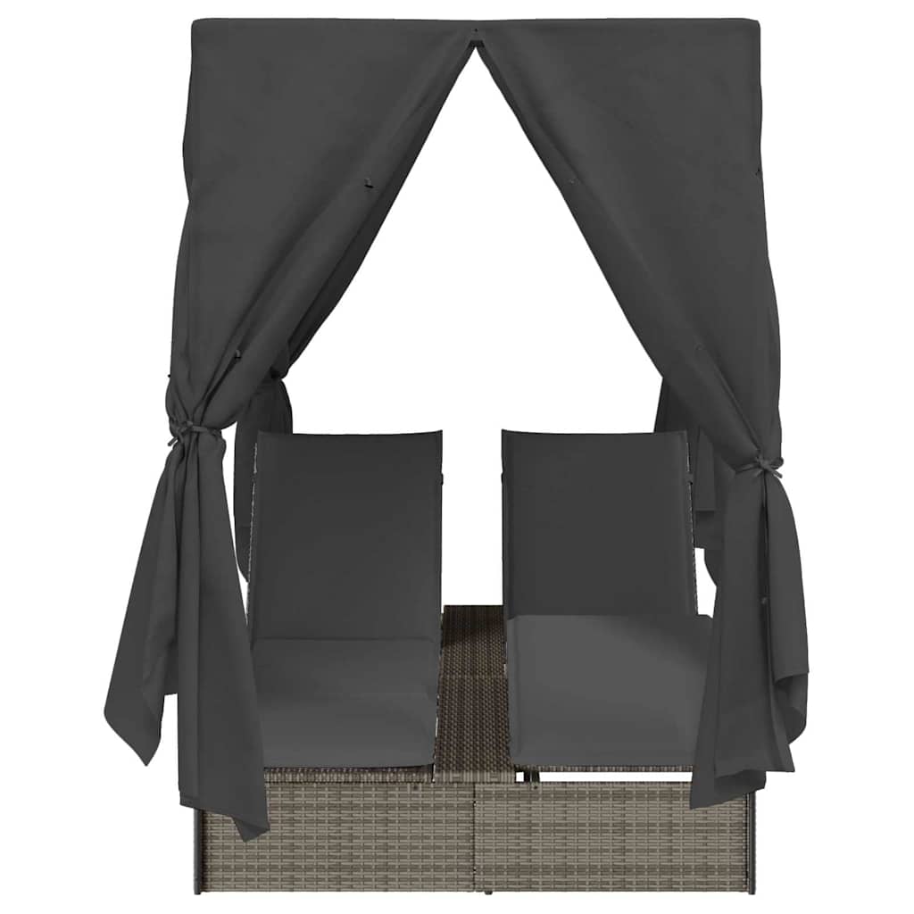 Dubbele ligbed Verstelbaar Grijs 205 x 129 x 200 cm poly rattan is nu te koop bij PeponiXL, paradijselijk wonen!