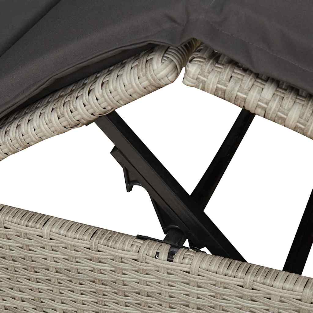 Dubbele ligbed Lichtgrijs 205 x 129 x 200 cm poly rattan is nu te koop bij PeponiXL, paradijselijk wonen!