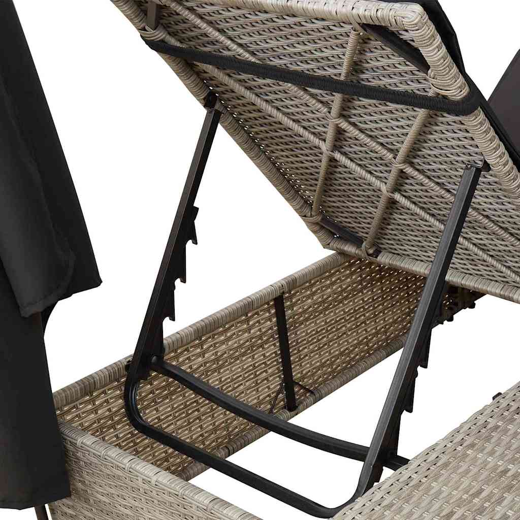 Dubbele ligbed Lichtgrijs 205 x 129 x 200 cm poly rattan is nu te koop bij PeponiXL, paradijselijk wonen!