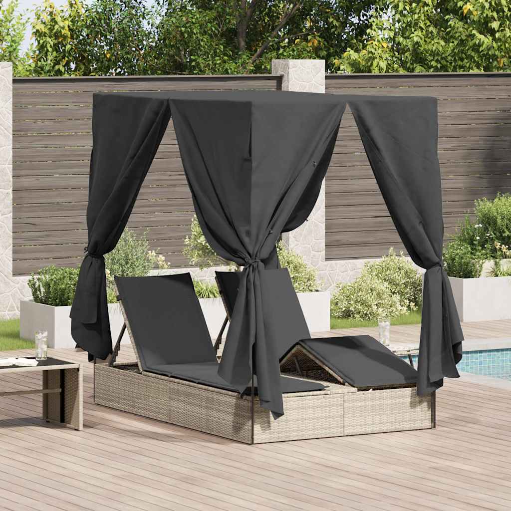 Dubbele ligbed Lichtgrijs 205 x 129 x 200 cm poly rattan is nu te koop bij PeponiXL, paradijselijk wonen!