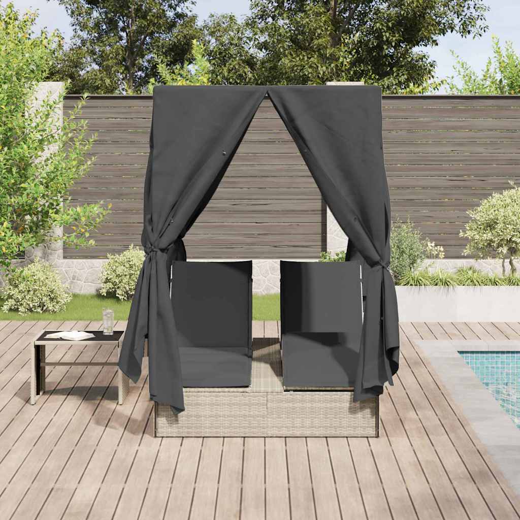 Dubbele ligbed Lichtgrijs 205 x 129 x 200 cm poly rattan is nu te koop bij PeponiXL, paradijselijk wonen!