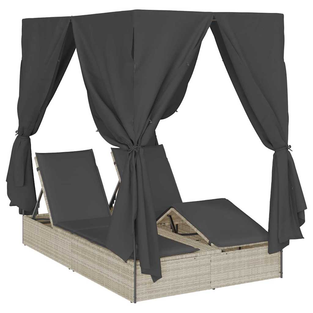 Dubbele ligbed Lichtgrijs 205 x 129 x 200 cm poly rattan is nu te koop bij PeponiXL, paradijselijk wonen!