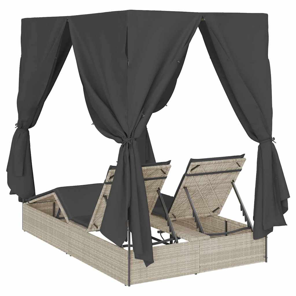 Dubbele ligbed Lichtgrijs 205 x 129 x 200 cm poly rattan is nu te koop bij PeponiXL, paradijselijk wonen!