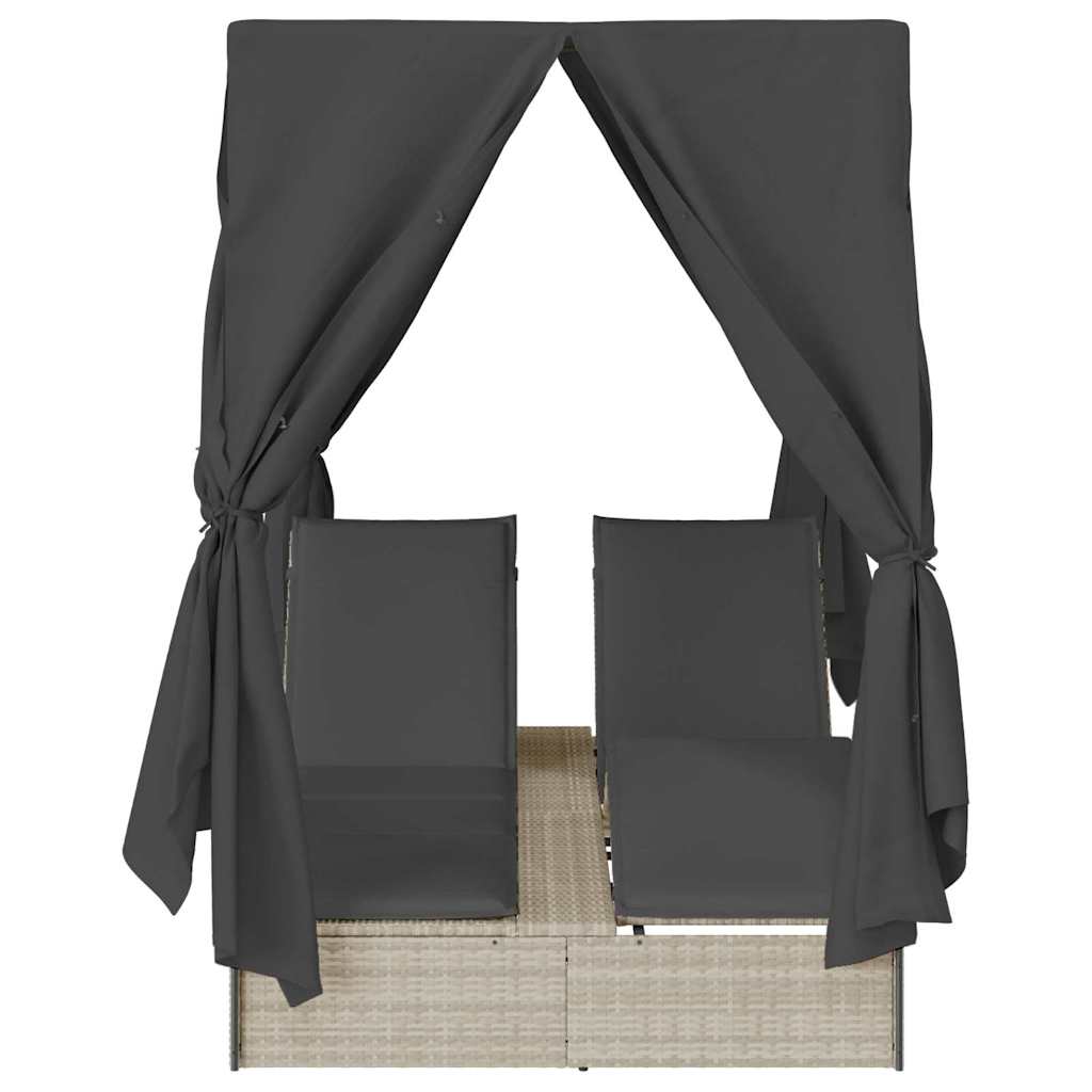 Dubbele ligbed Lichtgrijs 205 x 129 x 200 cm poly rattan is nu te koop bij PeponiXL, paradijselijk wonen!