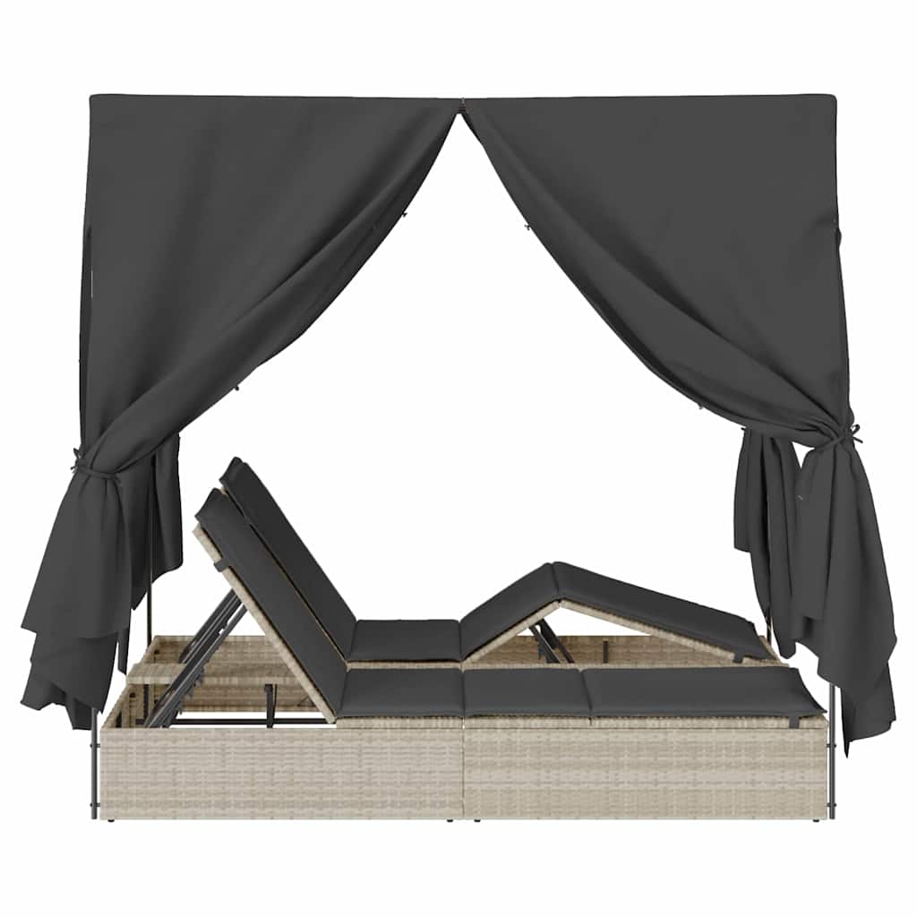 Dubbele ligbed Lichtgrijs 205 x 129 x 200 cm poly rattan is nu te koop bij PeponiXL, paradijselijk wonen!